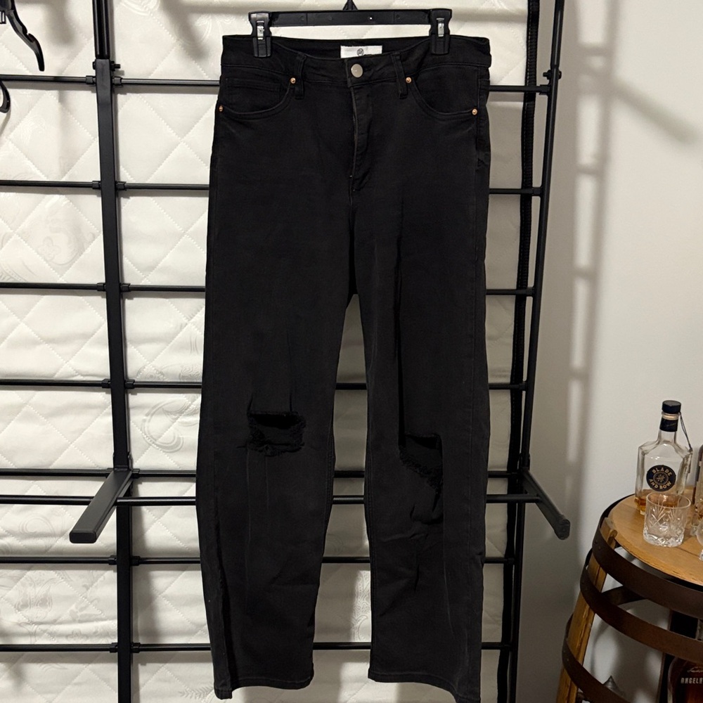 RFM Black Tummy Control Wide Leg Jeans for Women